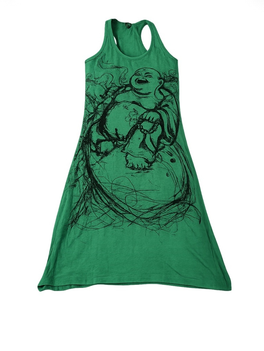 Kathmandu Imports Women's Green Buddha Print Sleeveless Tank Dress Size M
177
